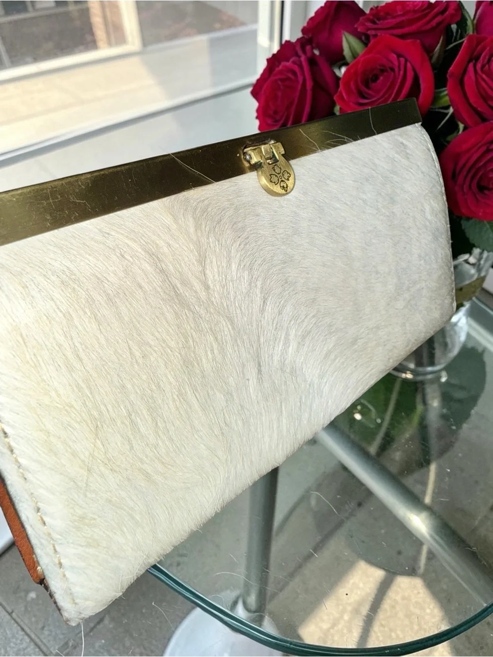 Patricia Nash White Haircalf Isla Oblong Clutch Wallet EUC - Picture 3 of 12
